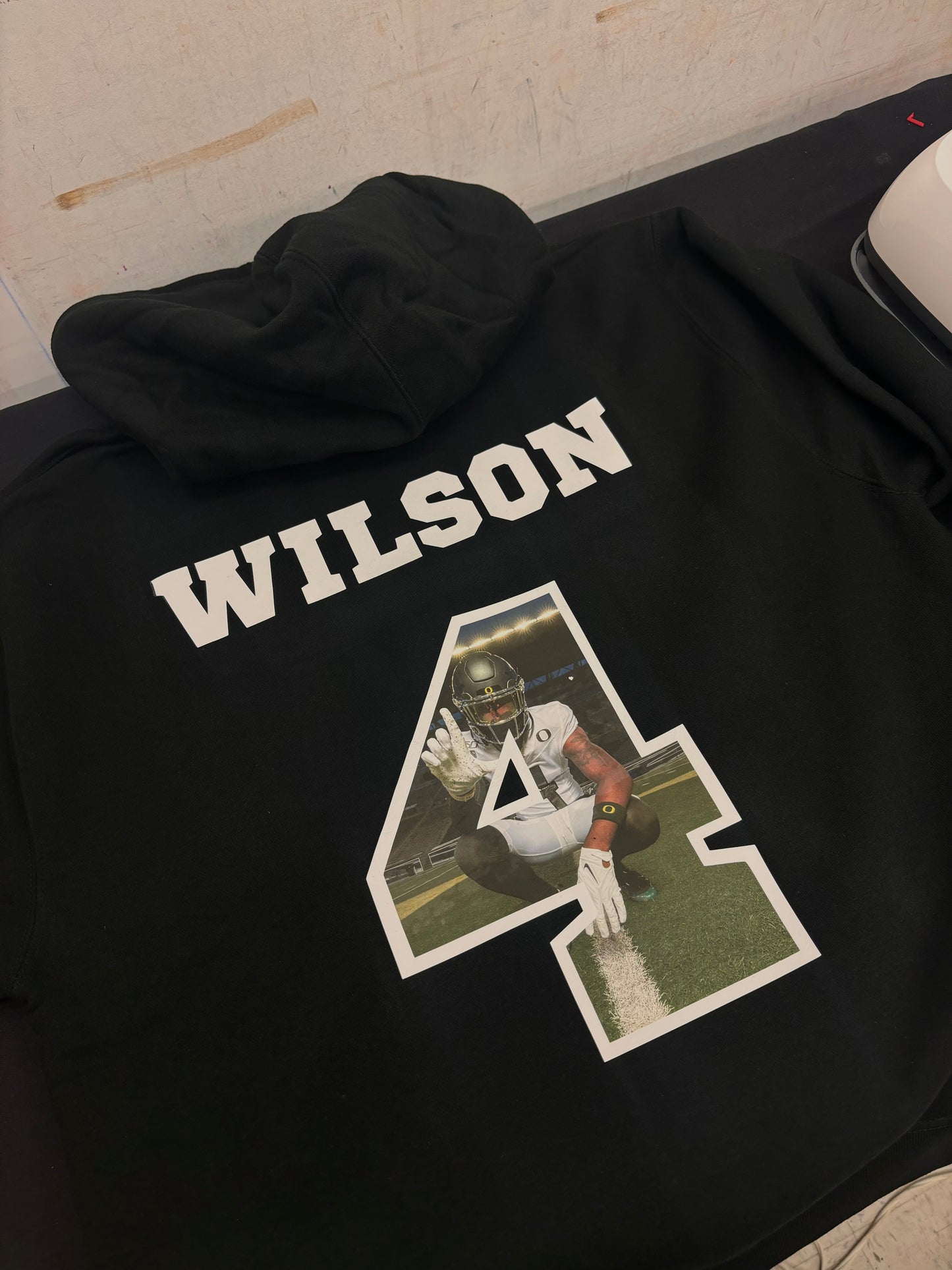 Hoodie with Name and Picture Inside Number