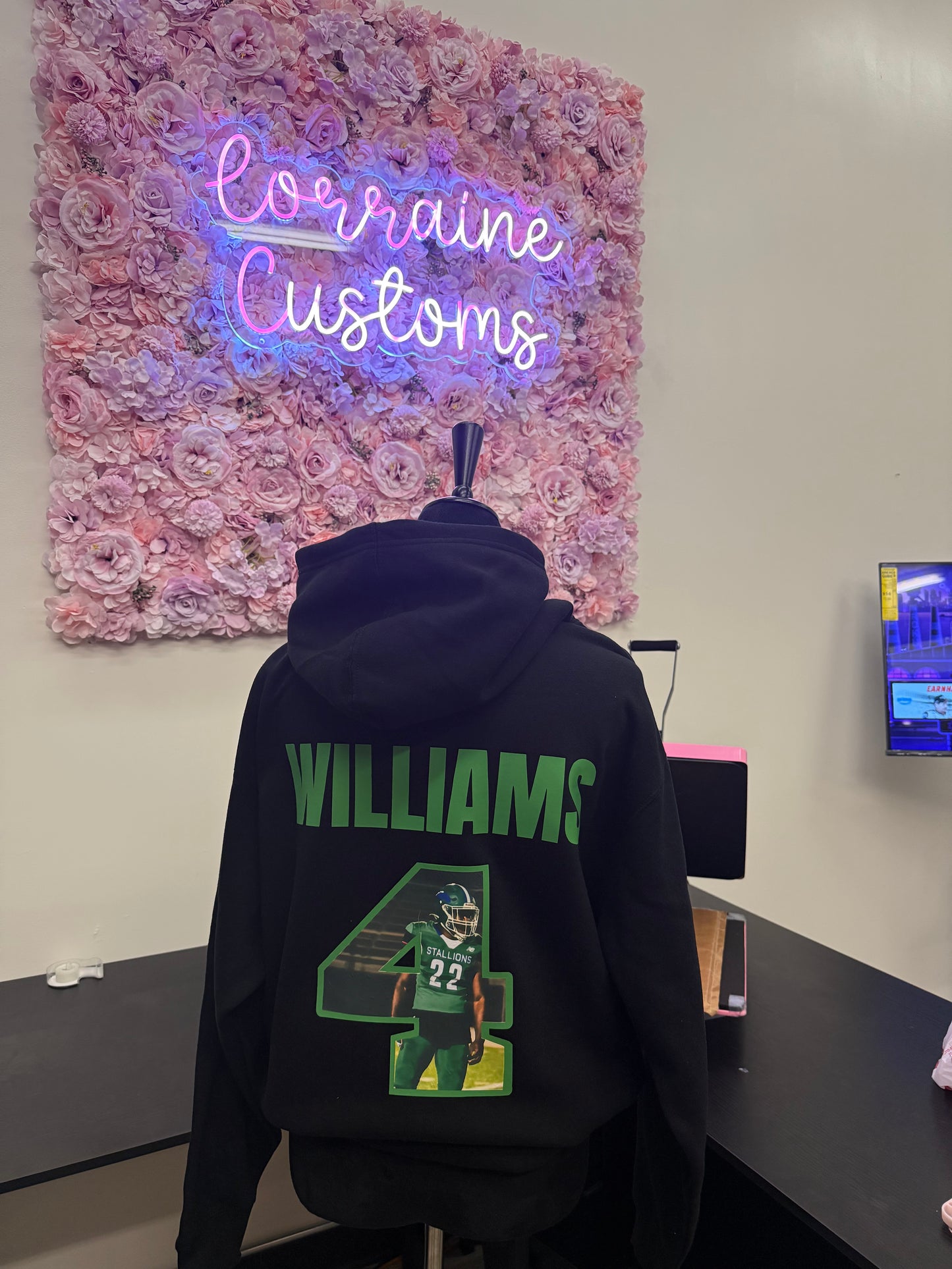 Hoodie with Name and Picture Inside Number