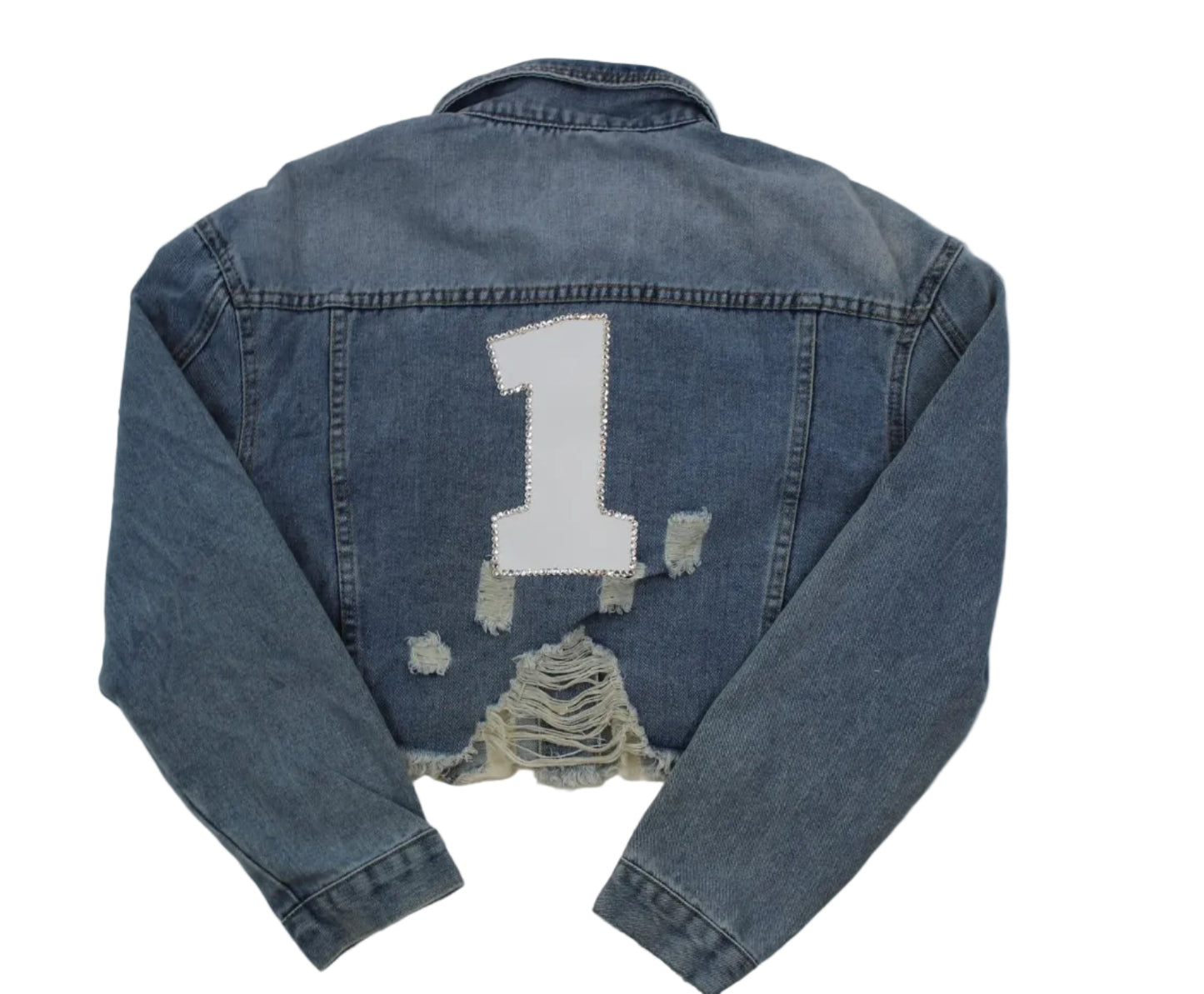 Denim Jacket with Rhinestone Number