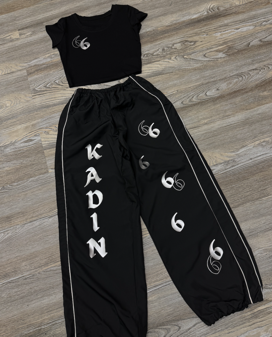 wind breaker pants set (black)
