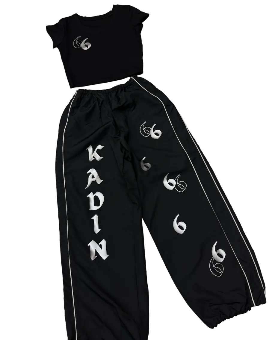 wind breaker pants set (black)