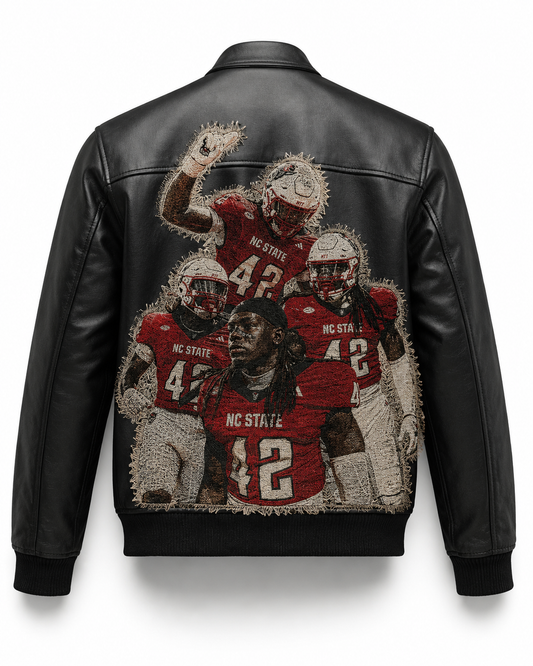 Leather Jacket with Tapestry Patch