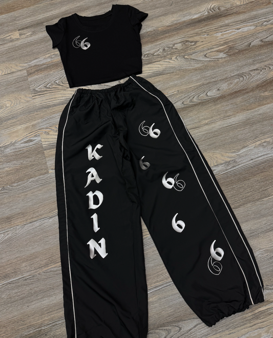 wind breaker pants set (black)